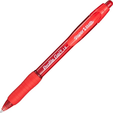 Paper Mate Pen, Gel, Profile, 1.0 Tip, 3-1/4"x1-1/10"x6-1/4", 12/DZ, RD PK PAP2126542